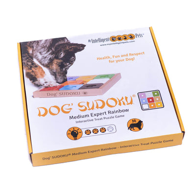 Dog Smart Wooden Interactive Dog Foraging Game Toy-SUDOKU MEDIUM EXPERT RAINBOW My Intelligent Pets