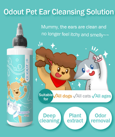 Pet Ear Cleaner Liquid for Dogs Cats Otic Smell Odor Remover Wash Ears Care ODOUT