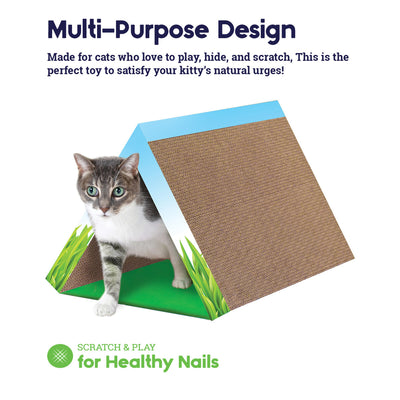 Petstages Triangle Cat Scratcher Bed Pad Tunnel Cardboard Lounge Scratching Toy