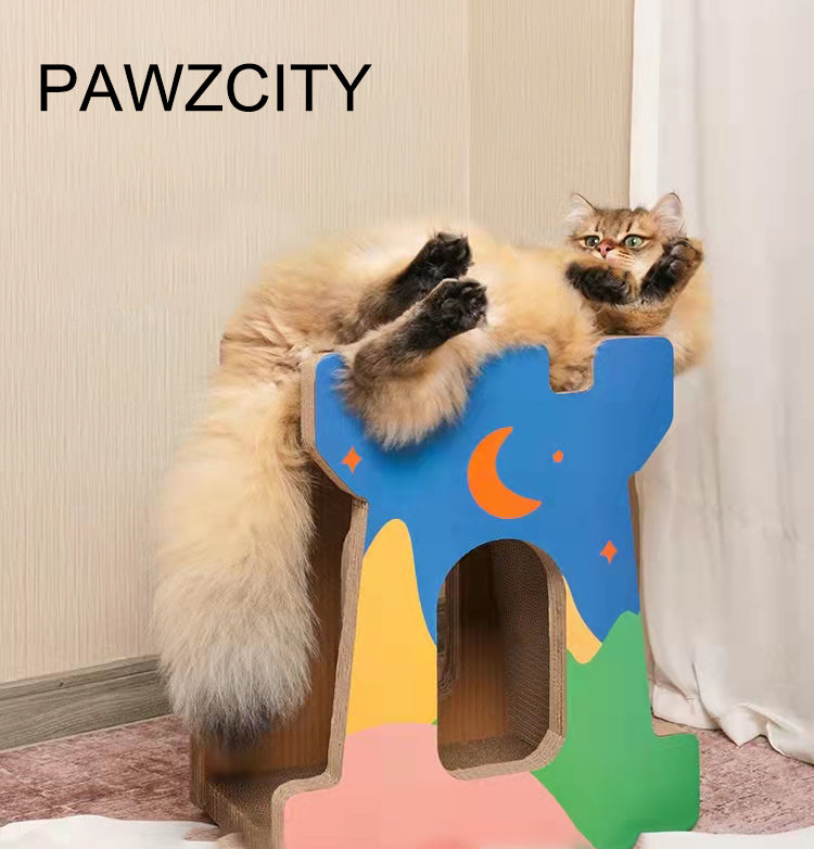 PAWZCITY Cat Scratching Scratcher Board Pad Lounge Castle Corrugated Cardboard Toy