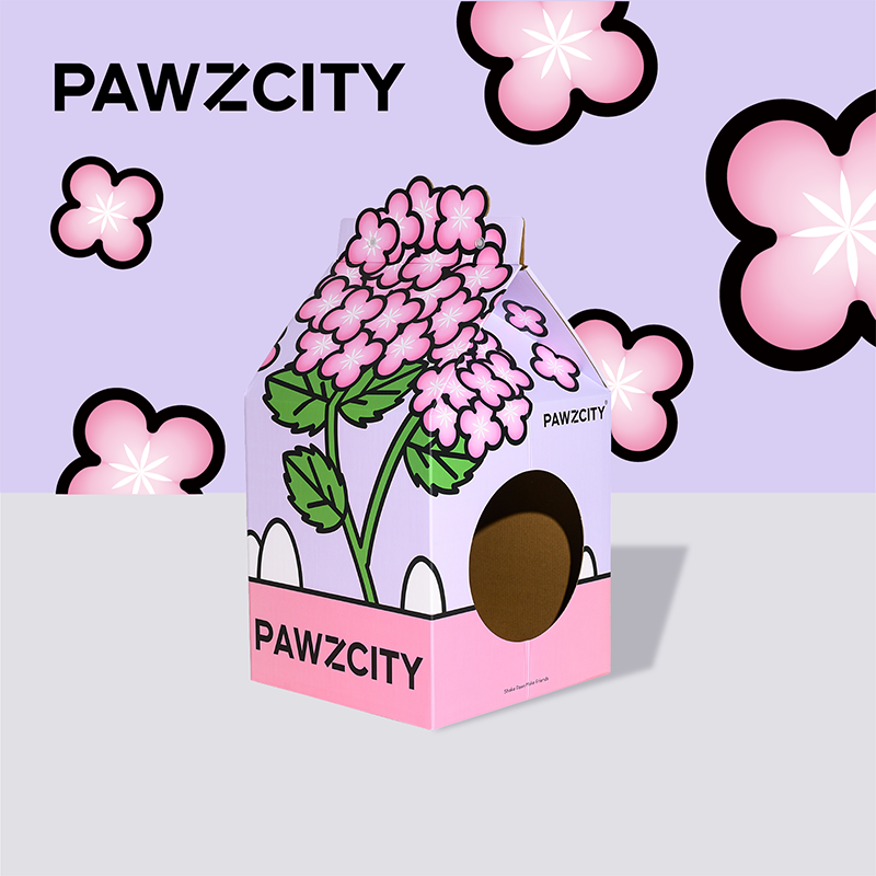 PAWZCITY Cat Kitten Hidden Scratcher Box/Scratching Lounge - potted plants