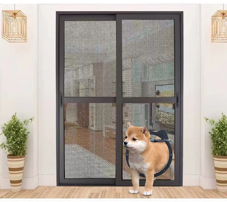 4-Way Safe Lockable Pet Screen Door Dog Cat Door Window Screen Flap Supplies