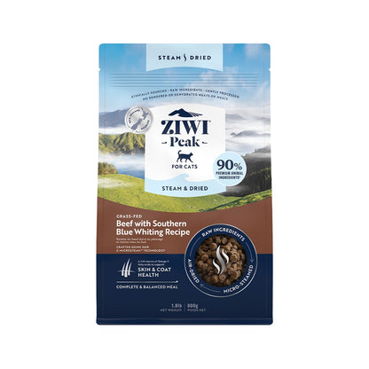 ZIWI PEAK Steam & Dried Grass-Fed Beef with Southern Blue Whiting Cat Food