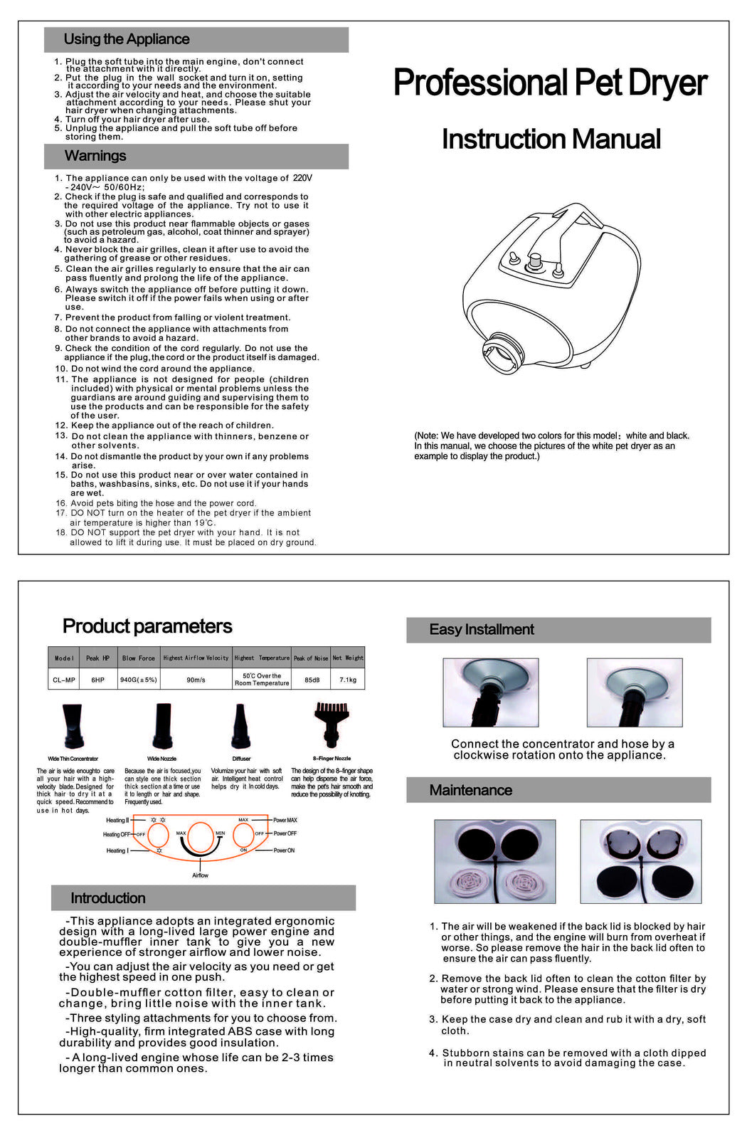 Pet Grooming Hair Dryer Dual Motor Dog Cat Hairdryer Blower Heater