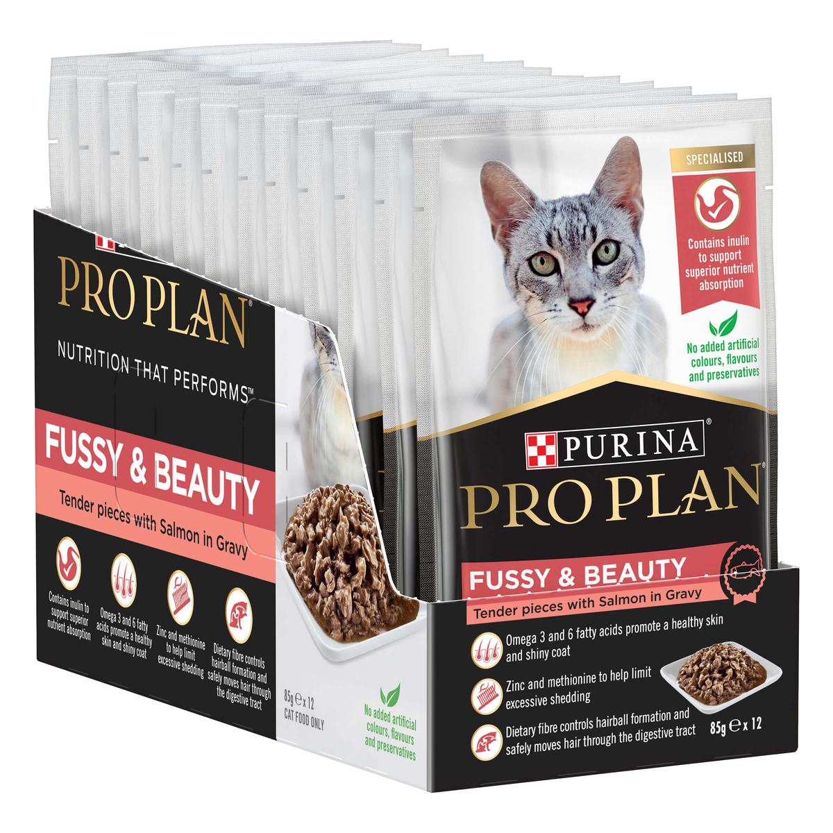 Pro Plan Adult Fussy & Beauty Salmon Pouch Wet Cat Food 85g