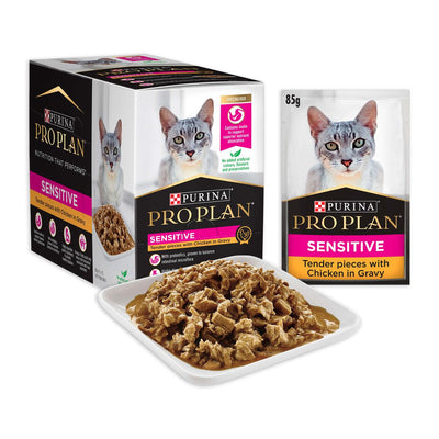 Pro Plan Sensitive Adult Chicken Gravy Pouch Wet Cat Food 85G