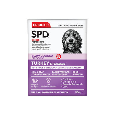 Prime100 SPD Slow Cooked Turkey & Flaxseed 354g