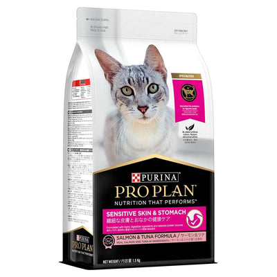 Pro Plan Sensitive Skin & Stomach Salmon & Tuna Formula Dry Cat Food 1.5kg