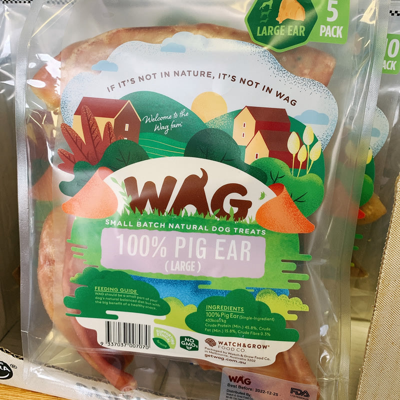 WAG Pig Ears Dog Treats Large 5 Pack