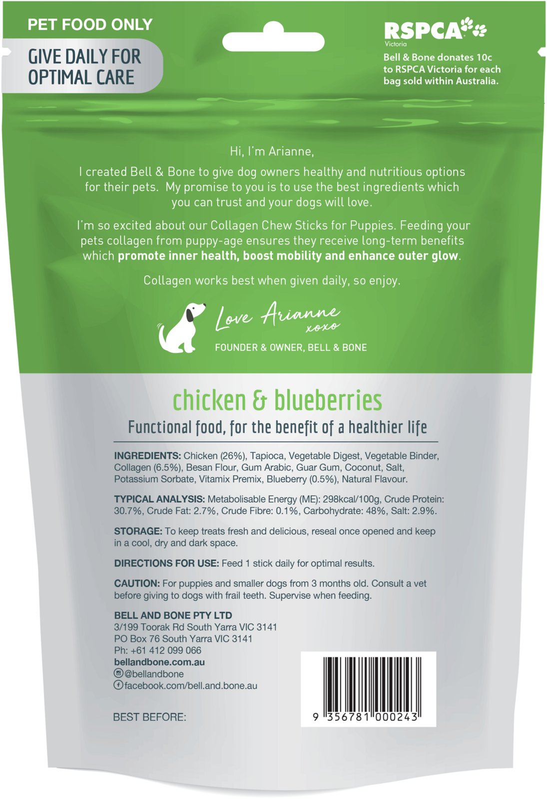 BELL & BONE COLLAGEN STICKS FOR PUPPIES: CHICKEN