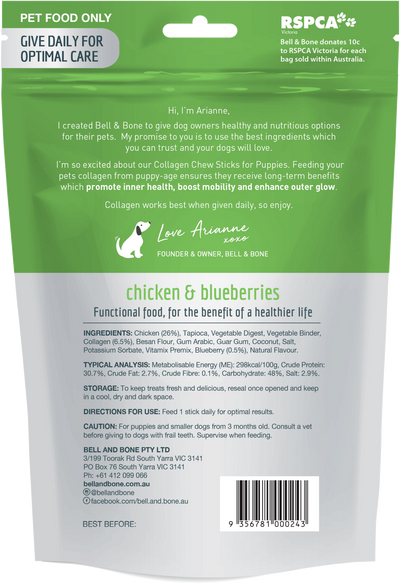 BELL & BONE COLLAGEN STICKS FOR PUPPIES: CHICKEN