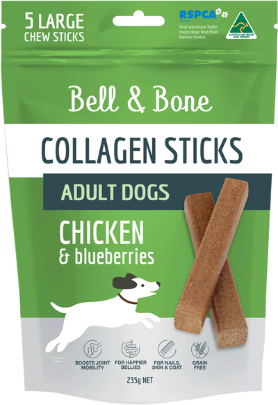 Bell & Bone collagen Sticks for Adult Dogs - Chicken & Blueberries