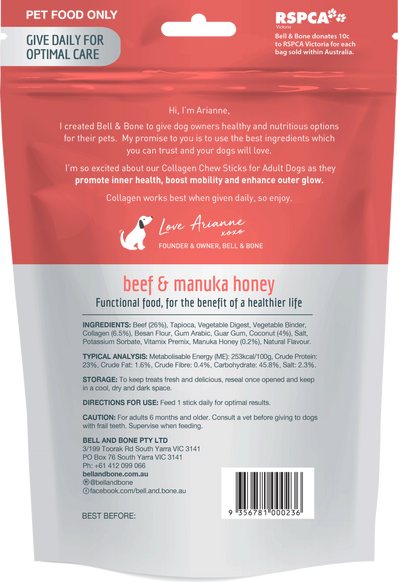 BELL & BONE COLLAGEN STICKS FOR ADULT DOGS: BEEF