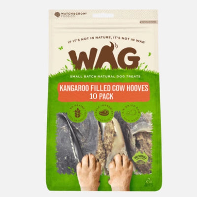 Wag KANGAROO FILLED COW HOOVES Dog Treat 10pack