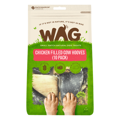 Wag CHICKEN FILLED COW HOOVES DOG TREATS 10pack