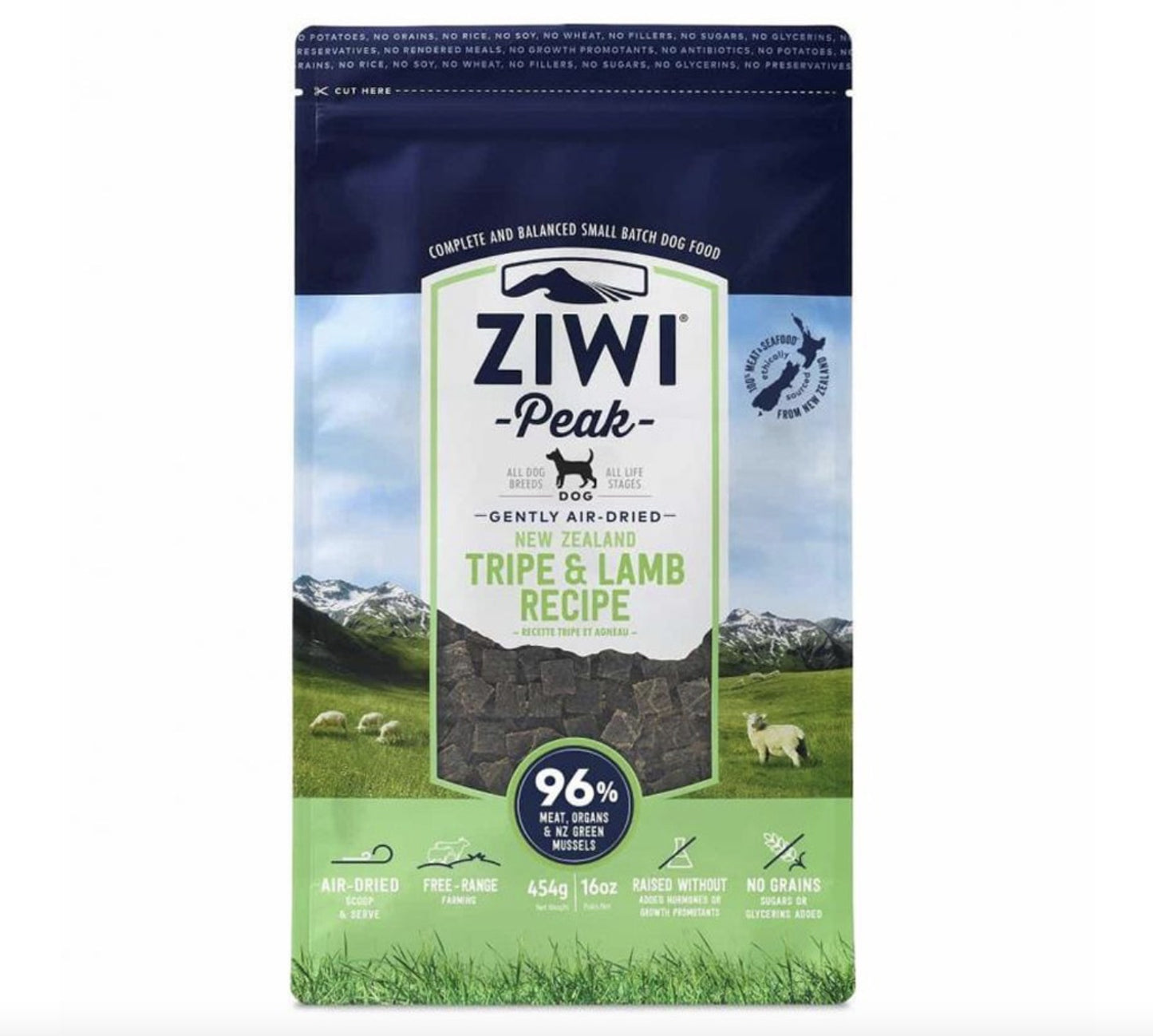 ZIWI Peak Air Dried Dog Food 454g Tripe & Lamb