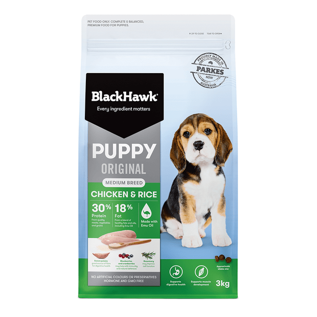 dry dog food puppy medium breed original chicken and rice