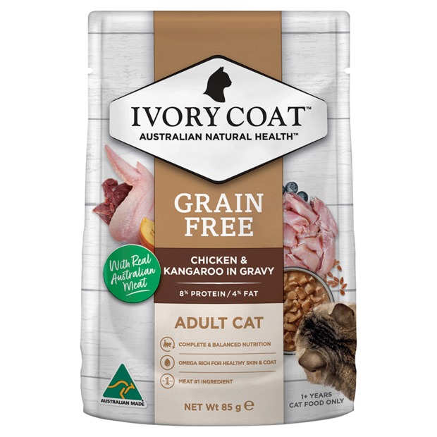 grain free wet cat food adult chicken kangaroo gravy