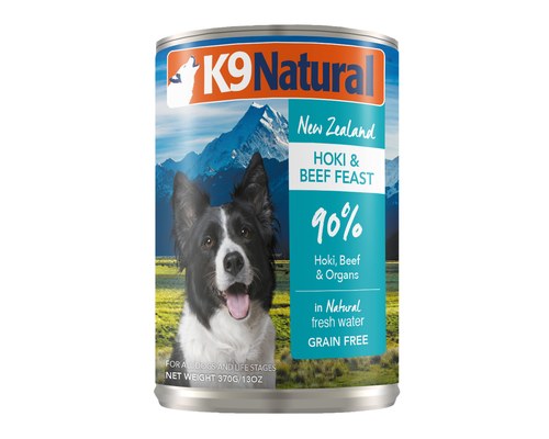 K9 NATURAL BEEF AND HOKI FEAST 370G X 12