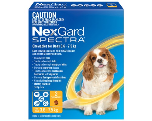 NEXGARD SPECTRA 3.6-7.5KG 3 PACK (YELLOW)