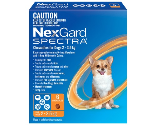 NexGard Spectra Chewables for 2-3.5kg Dogs -  6 Pack Orange